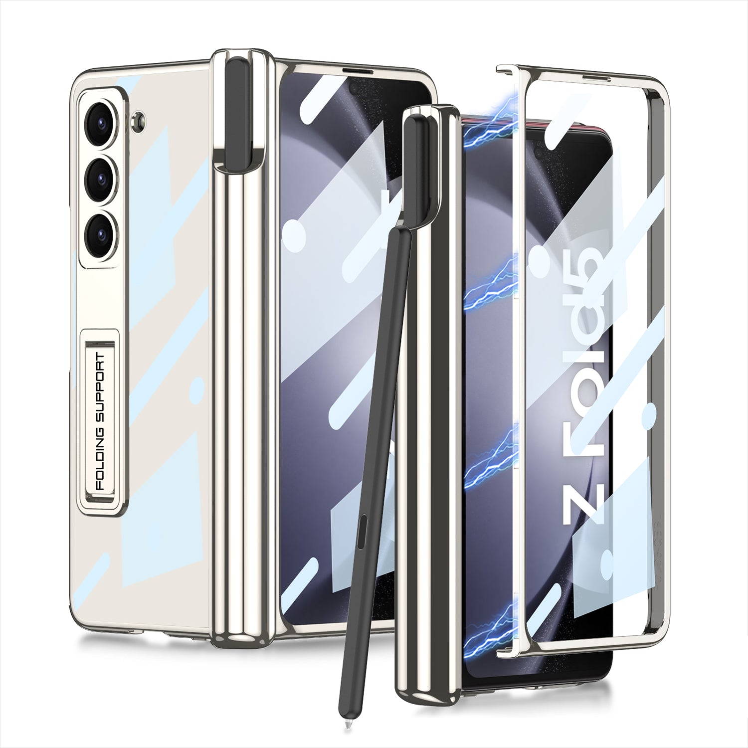 GKK For Samsung Galaxy Z Fold5 5G Cover Pen Holder Adjustable Kickstand PC Phone Case with Front Screen Film GKK For Samsung Galaxy Z Fold5 5G Cover Pen Holder Adjustable Kickstand PC Phone Case with Front Screen Film